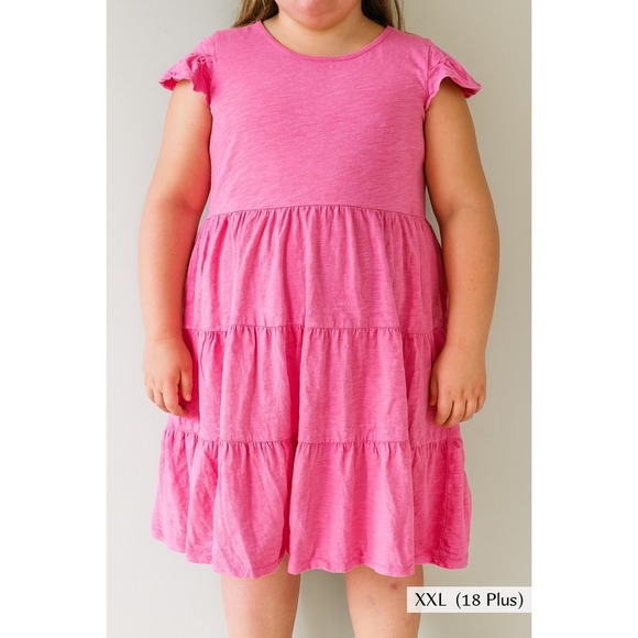 Cat & Jack Girls Dress XXL (18 Plus) Pink Tiered Sleeveless Casual Cute - Picture 1 of 4